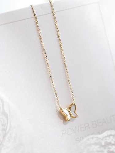 “Ada Butterfly” Pearl Oyster Necklace Gold