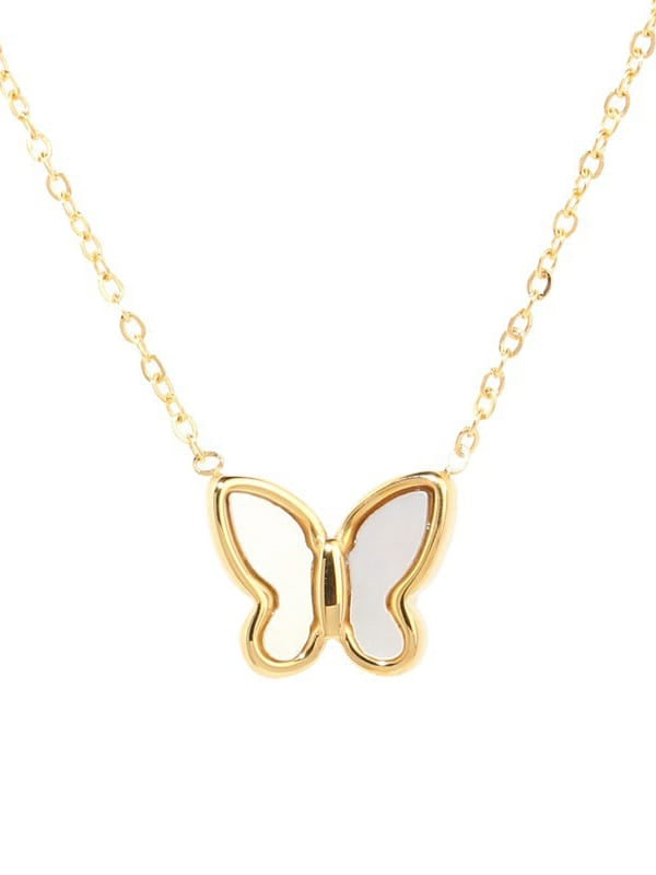 “Ada Butterfly” Pearl Oyster Necklace Gold