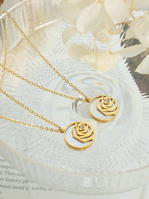 “Anastacia” Necklace White Rose Nacar