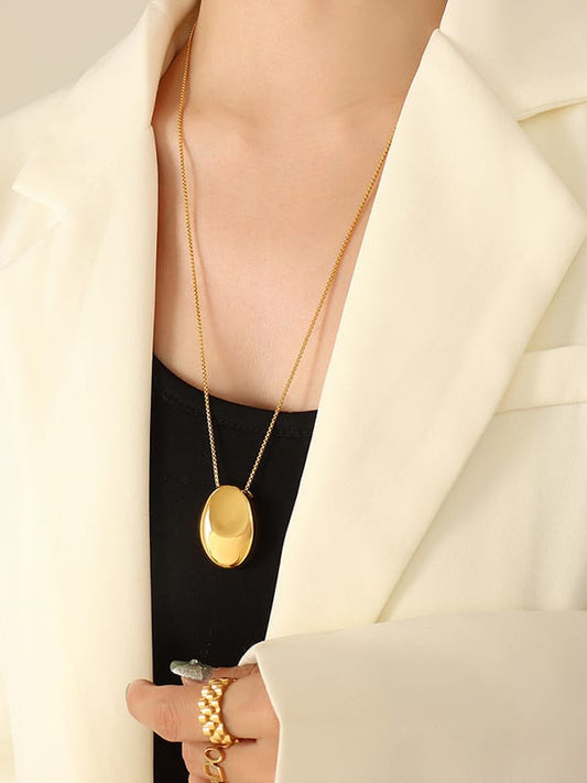 “Lydia” Oval Necklace Long Silver & Gold