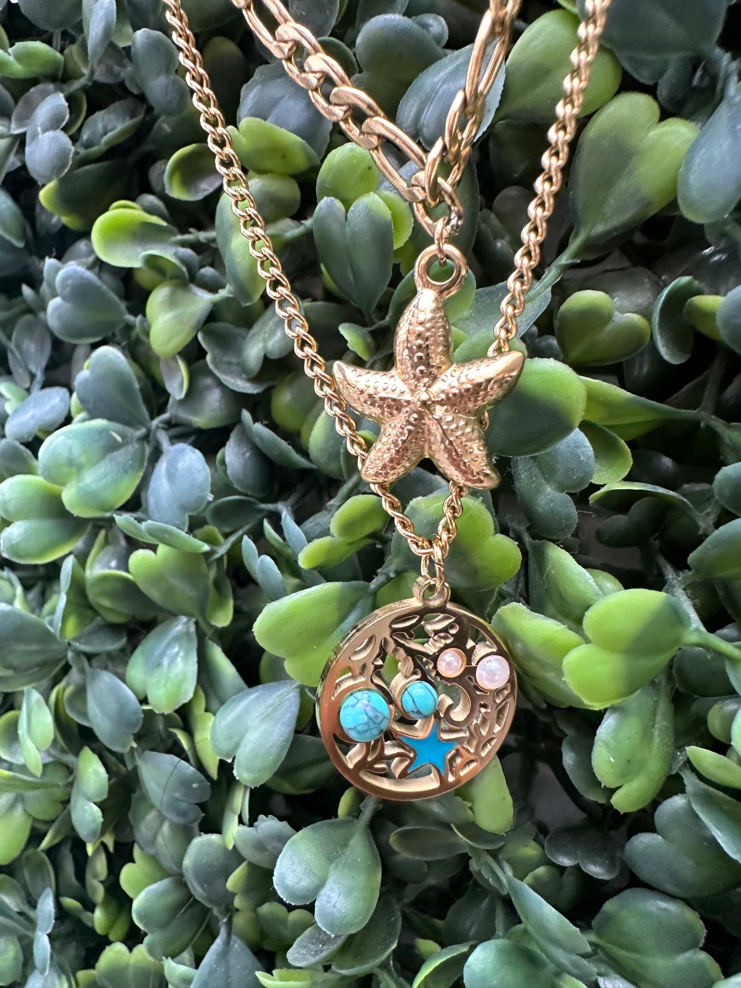 Ocean Necklace Gold Double Layering