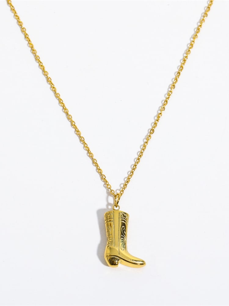 Necklace Boots CowGirl Gold