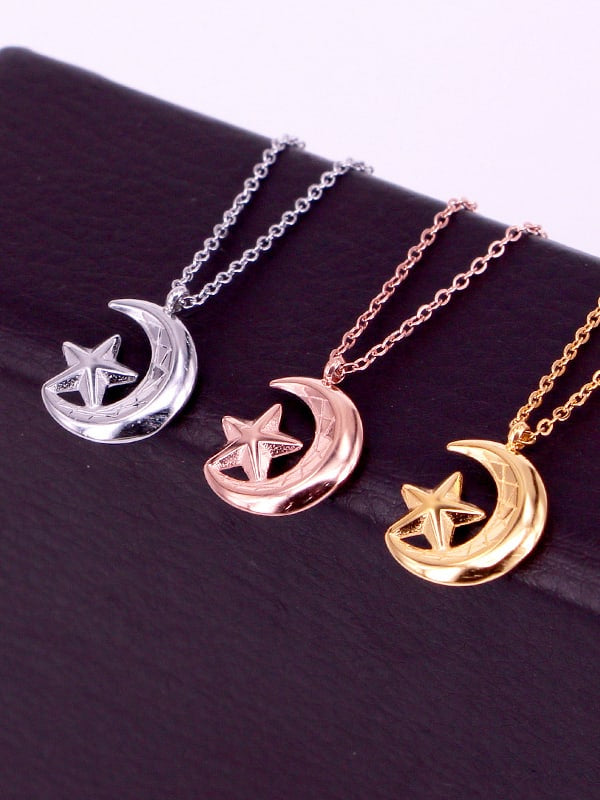 Moon Single Necklace Silver