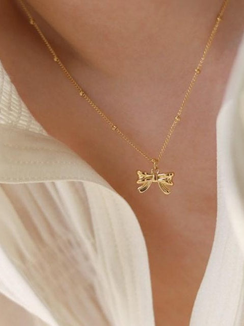 “Coquette Bow” Necklace Single  Gold