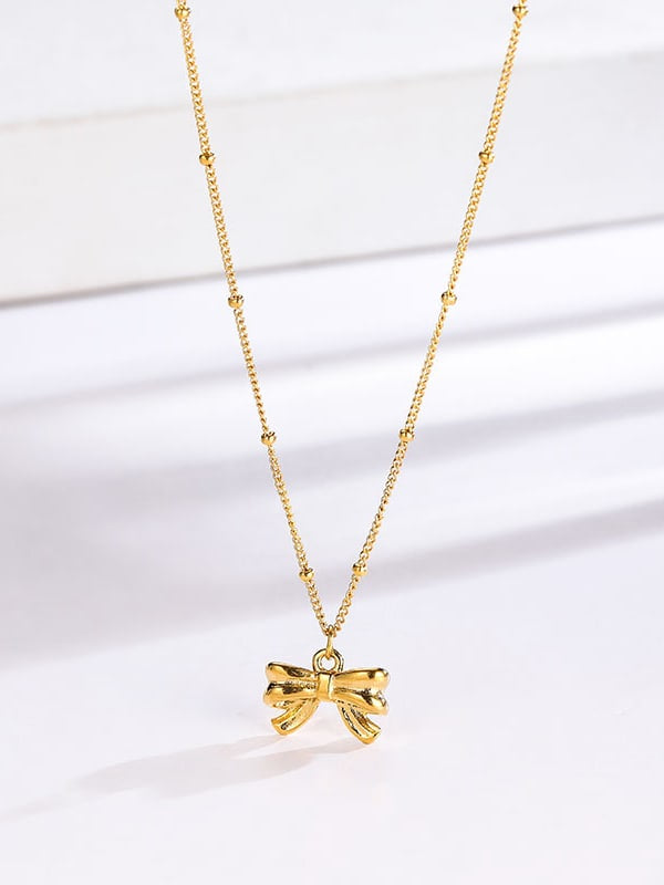 “Coquette Bow” Necklace Single  Gold