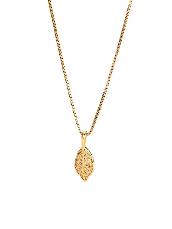 “Susana” Necklace Zirconia Leaf