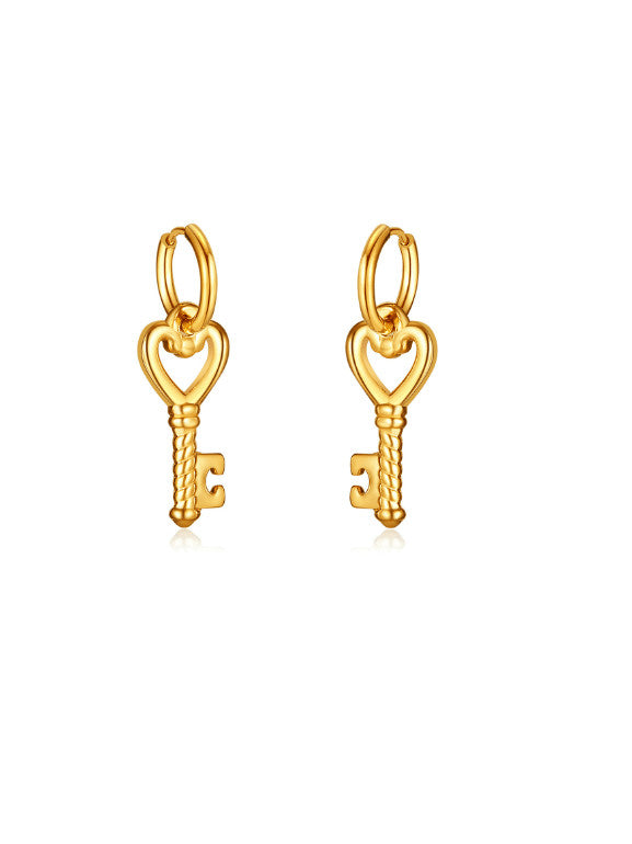 Roxy Key Earrings Gold