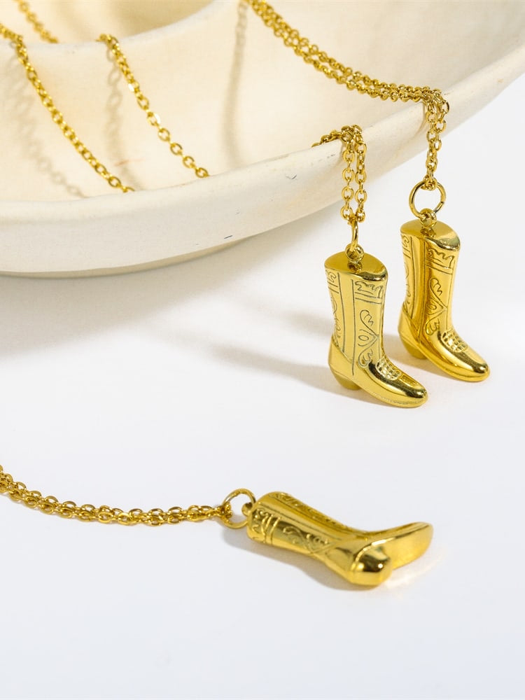 Necklace Boots CowGirl Gold