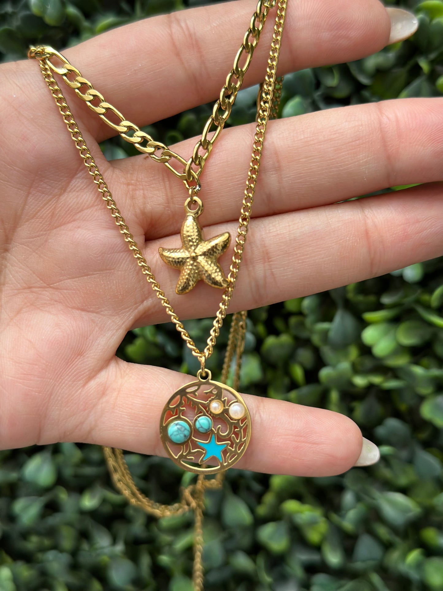 Ocean Necklace Gold Double Layering