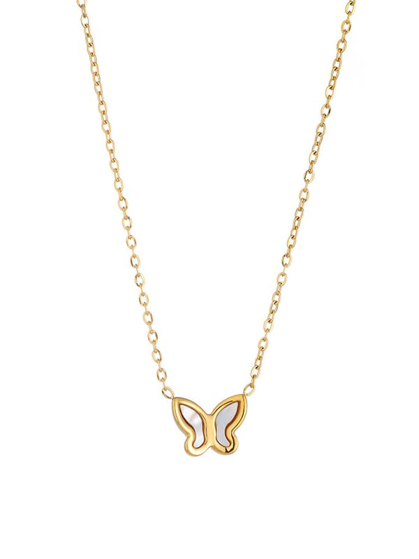 “Ada Butterfly” Pearl Oyster Necklace Gold