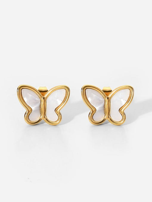 “Ada Butterfly Pearl Oyster” Gold Earrings