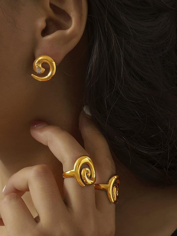 Cyclone Earring & Ring Silver/Gold