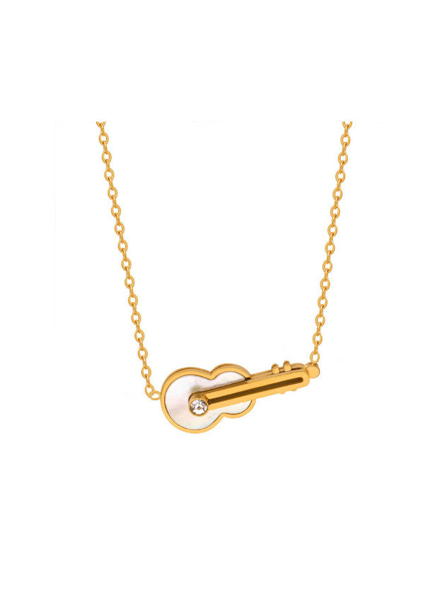 Worship Guitar Necklace Gold