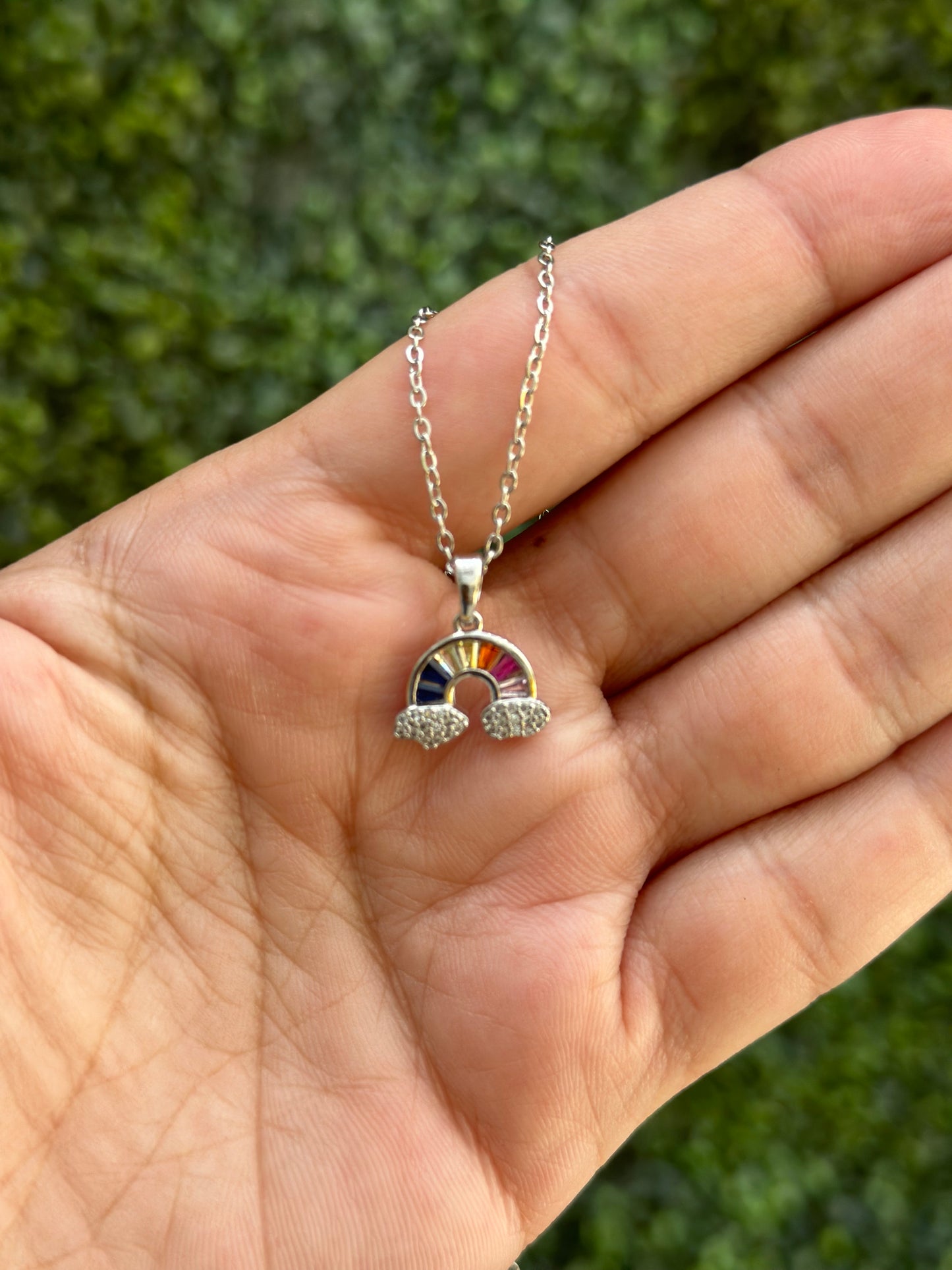 Celestial Rainbow Necklace Silver