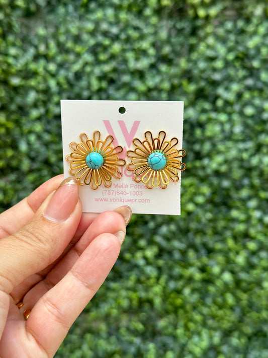 Anas Turquoise Earrings Gold