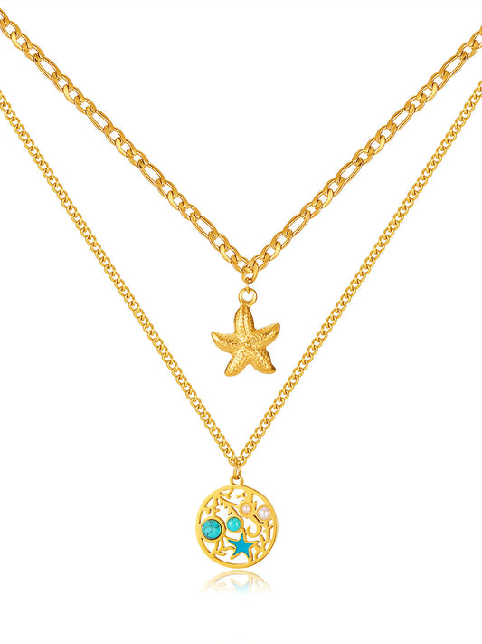 Ocean Necklace Gold Double Layering