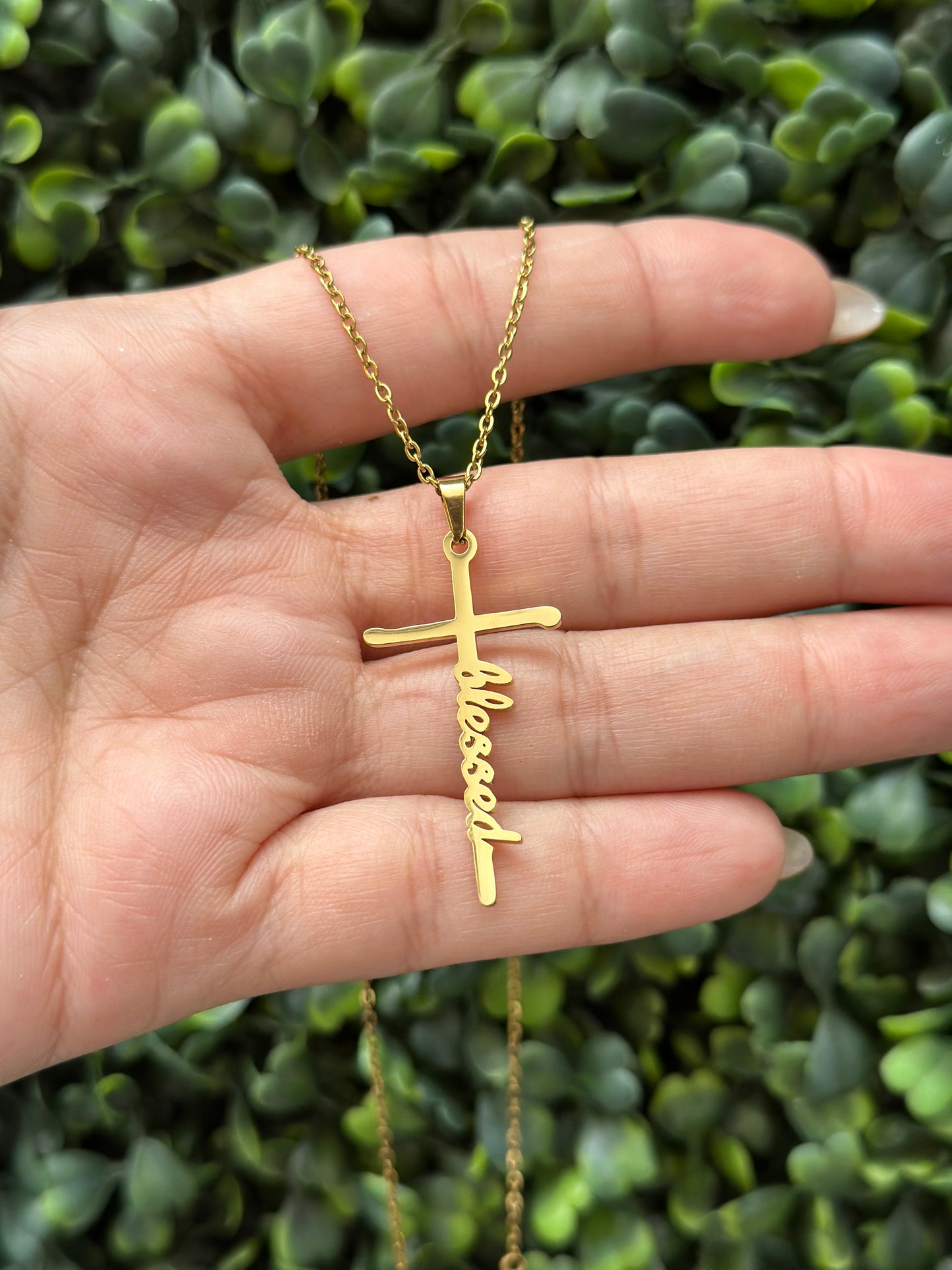 “Blessed” Necklace Gold