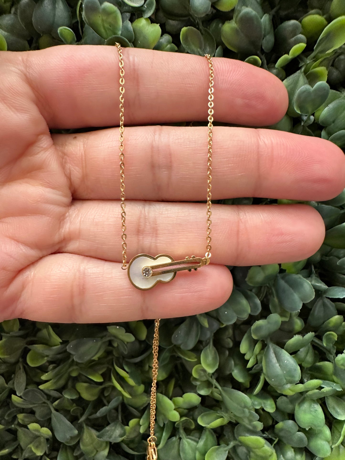 Worship Guitar Necklace Gold