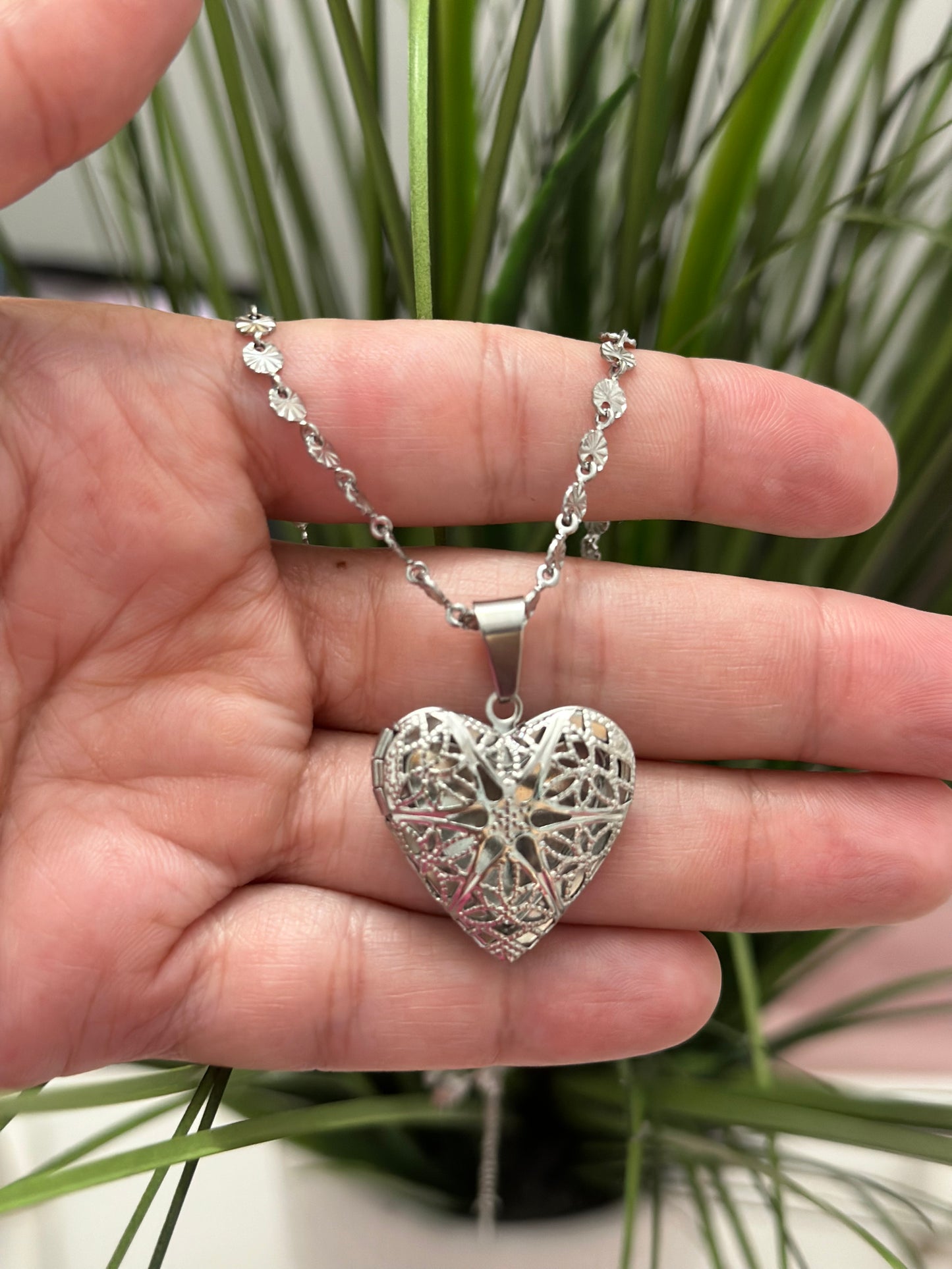 Portrait Heart Necklace Silver & Gold