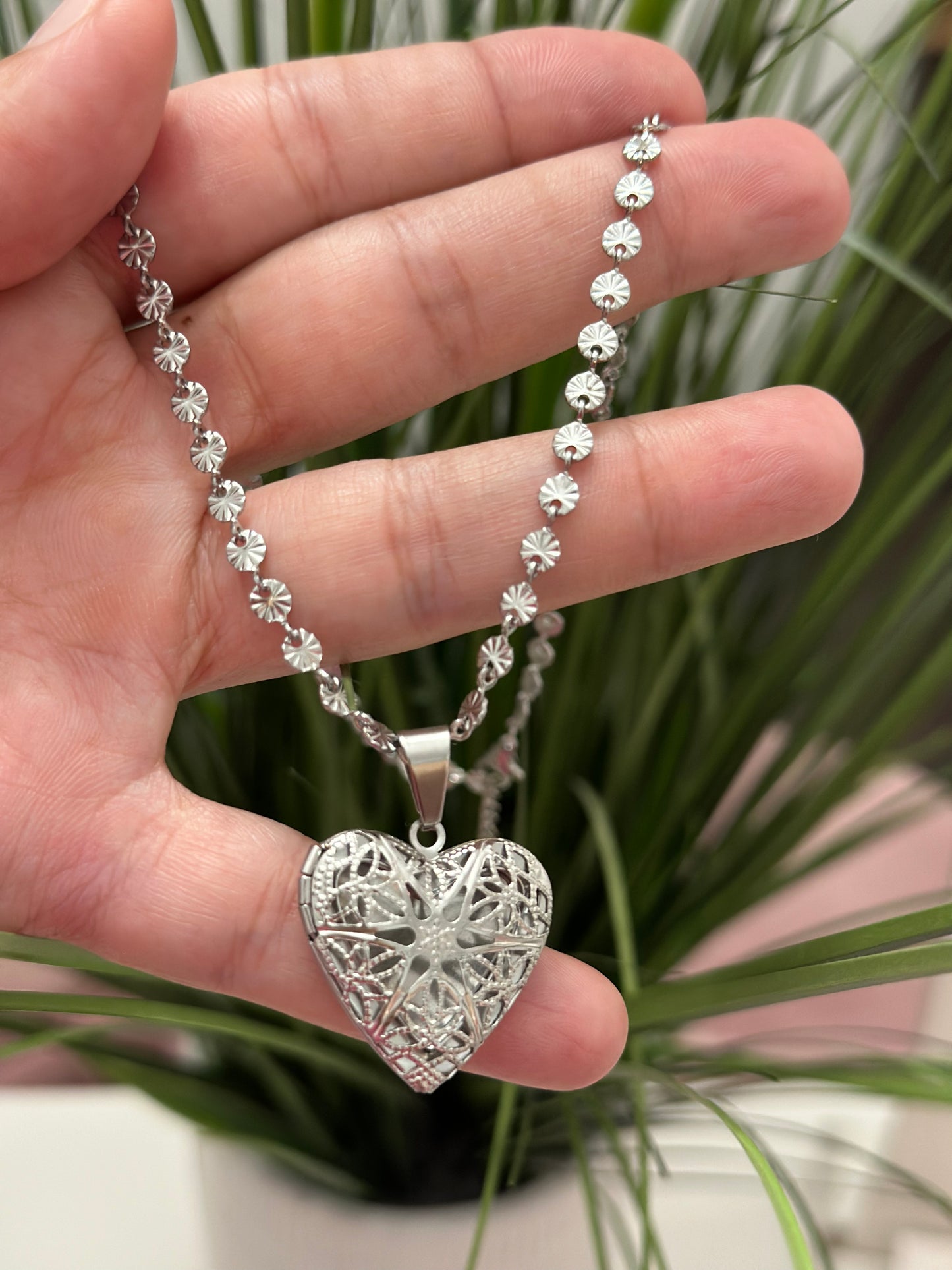 Portrait Heart Necklace Silver & Gold