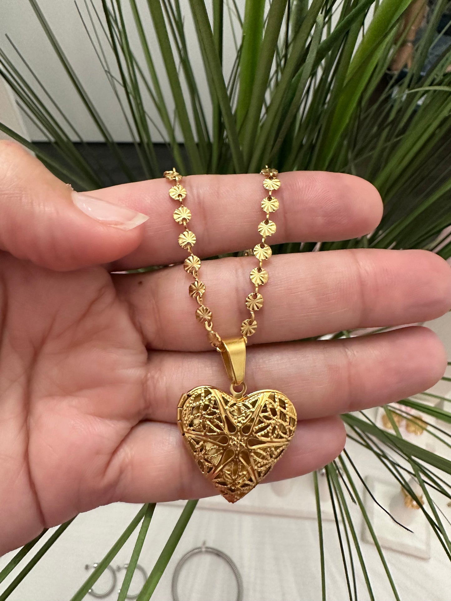 Portrait Heart Necklace Silver & Gold