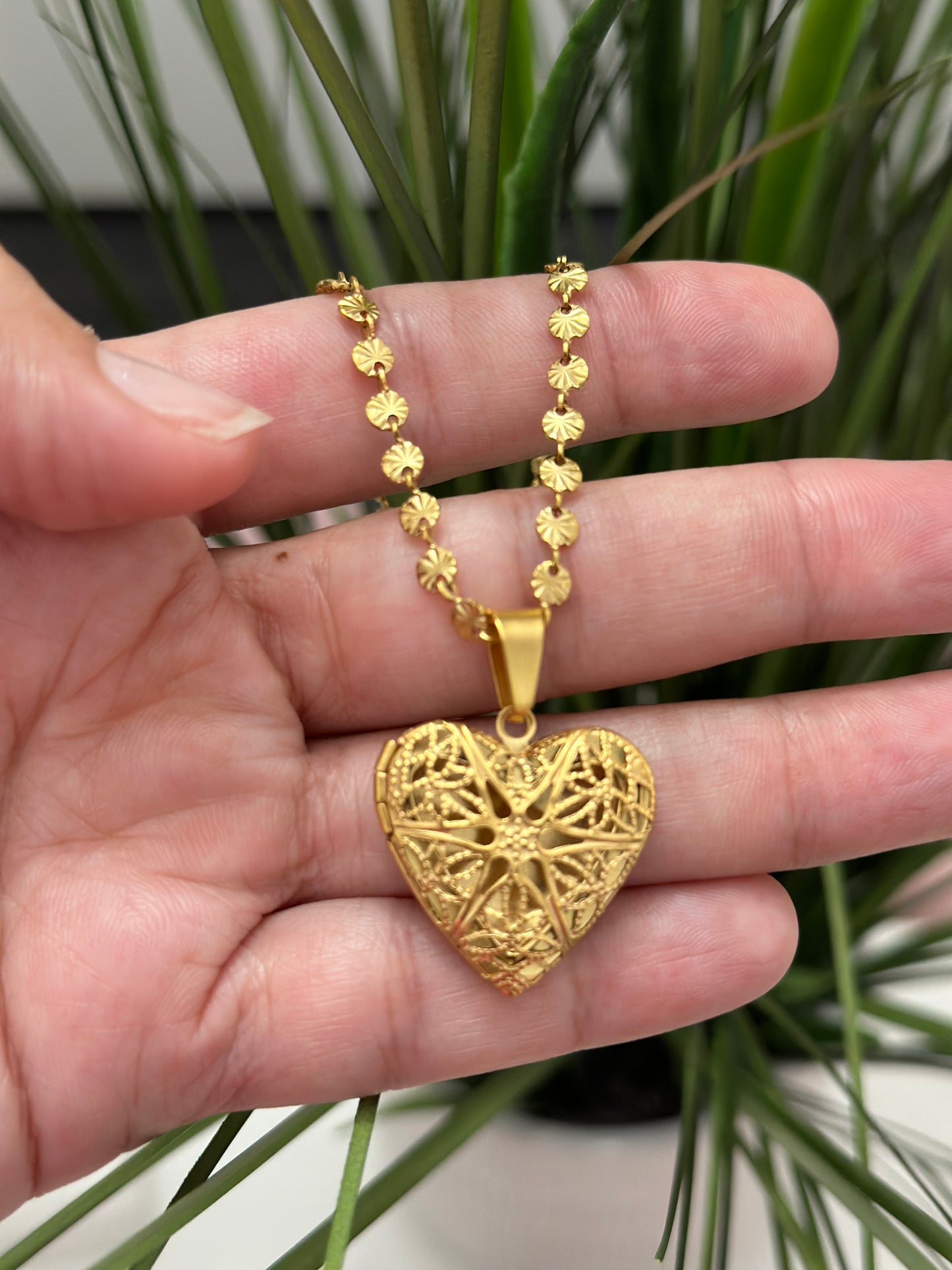 Portrait Heart Necklace Silver & Gold