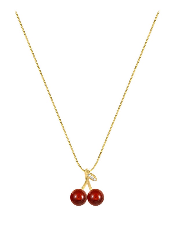 “Cherry” Crystals Necklace Gold