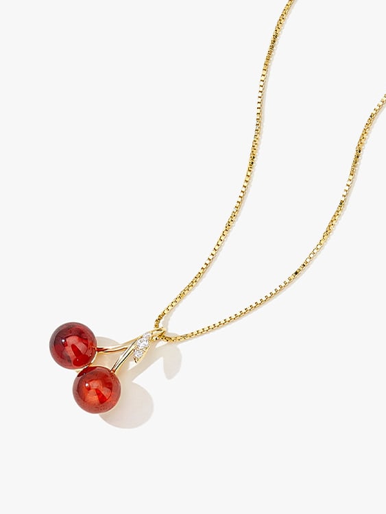 “Cherry” Crystals Necklace Gold