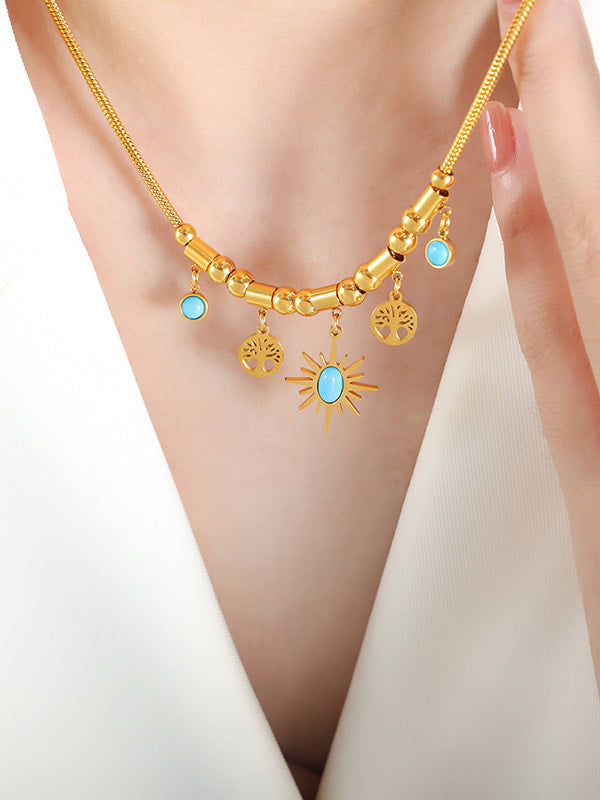 Natural Summer Necklace & Bracelet Turquose